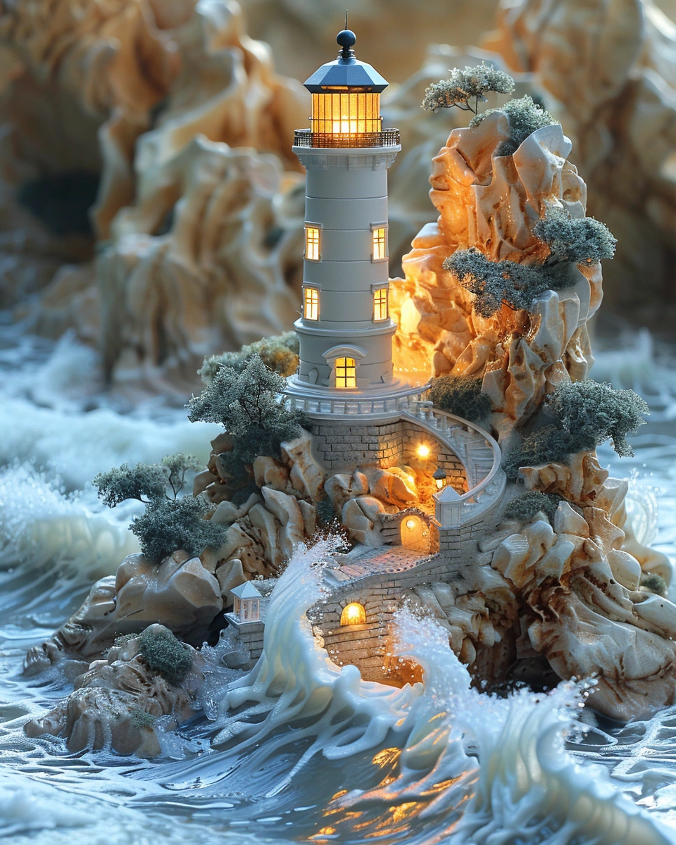 ggamorozo_Miniature_seaside_lighthouse_diorama_on_a_rocky_base.webp