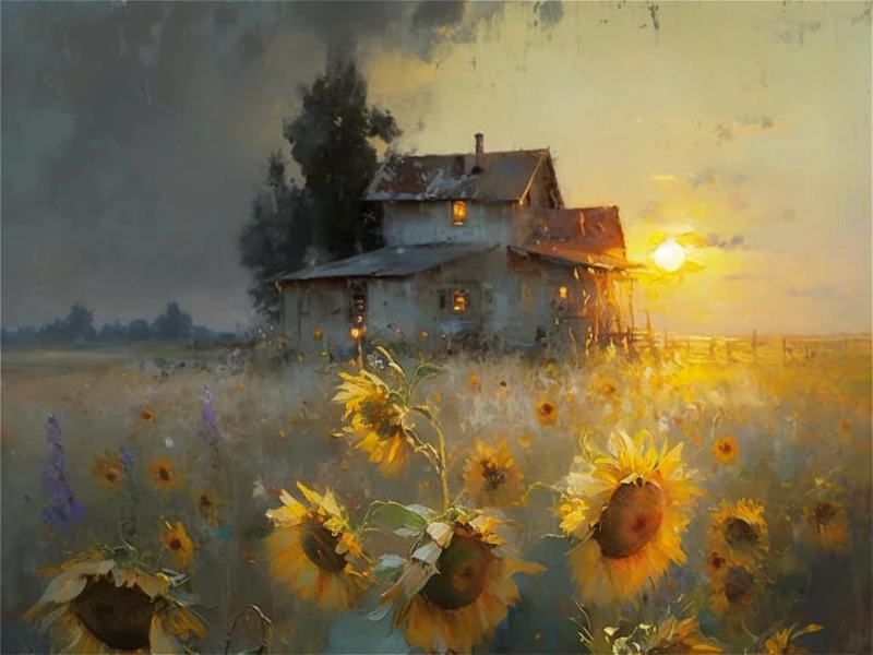 Sunflower Field at Twilight