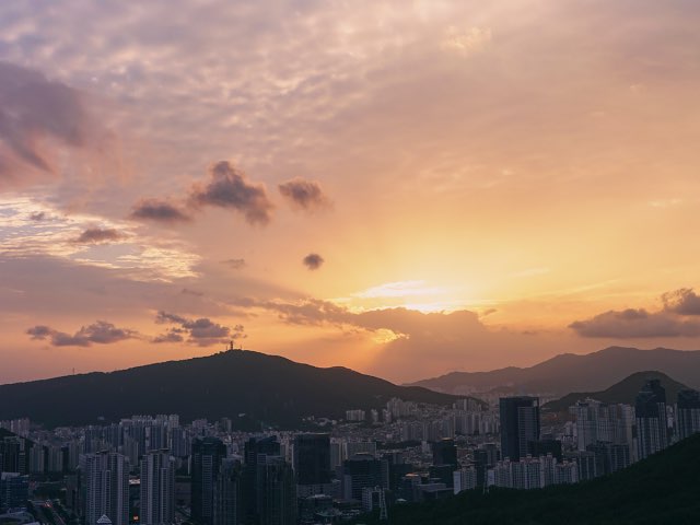 장산에서 본 부산의 일부분