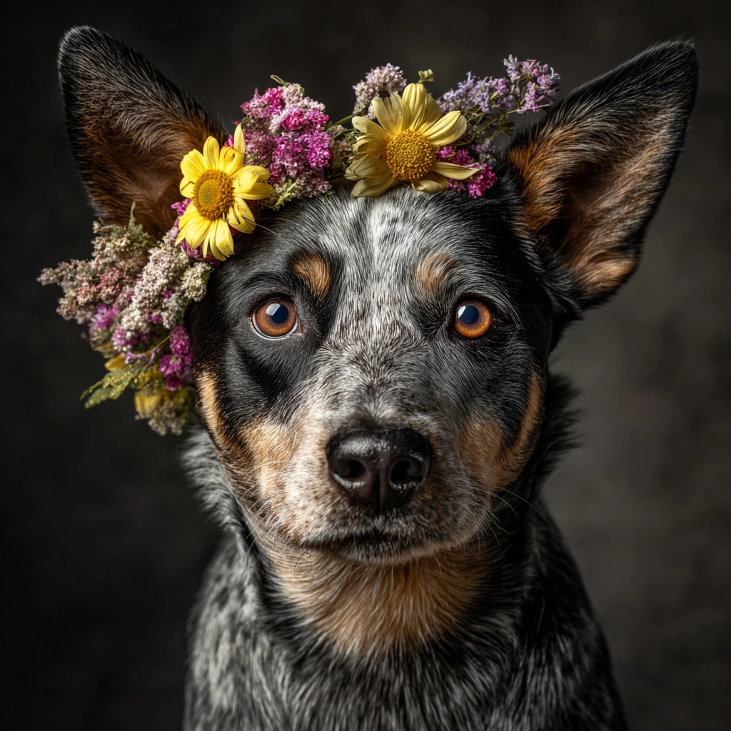 GoOSe_portrait_of_an_australian_cattle_dog_with_flowers_on_it_8dbfe34f-b0b3-4c9f-93c1-86c6040e96e4_2.webp