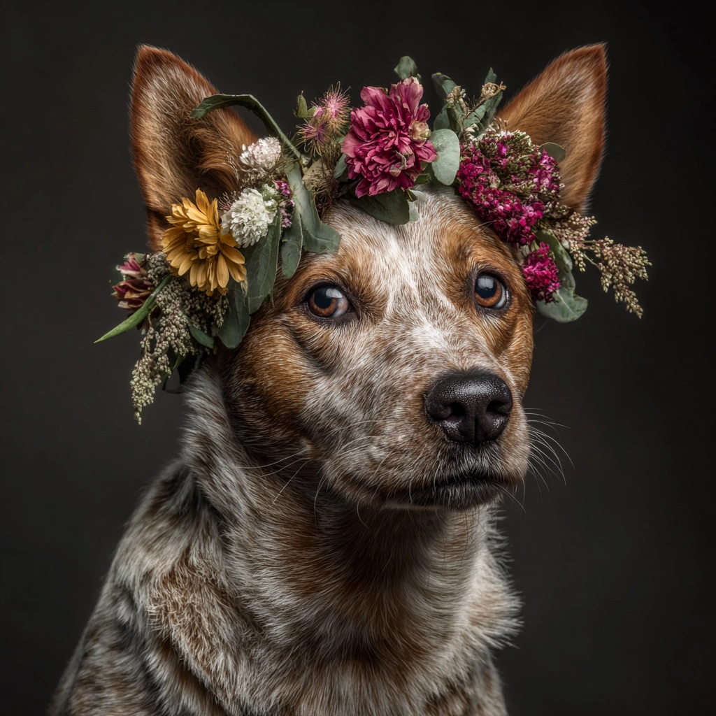 GoOSe_portrait_of_an_australian_cattle_dog_with_a_floral_head_bb1bafa2-a6f7-4222-b0c9-cb35d93f0f59_0.webp