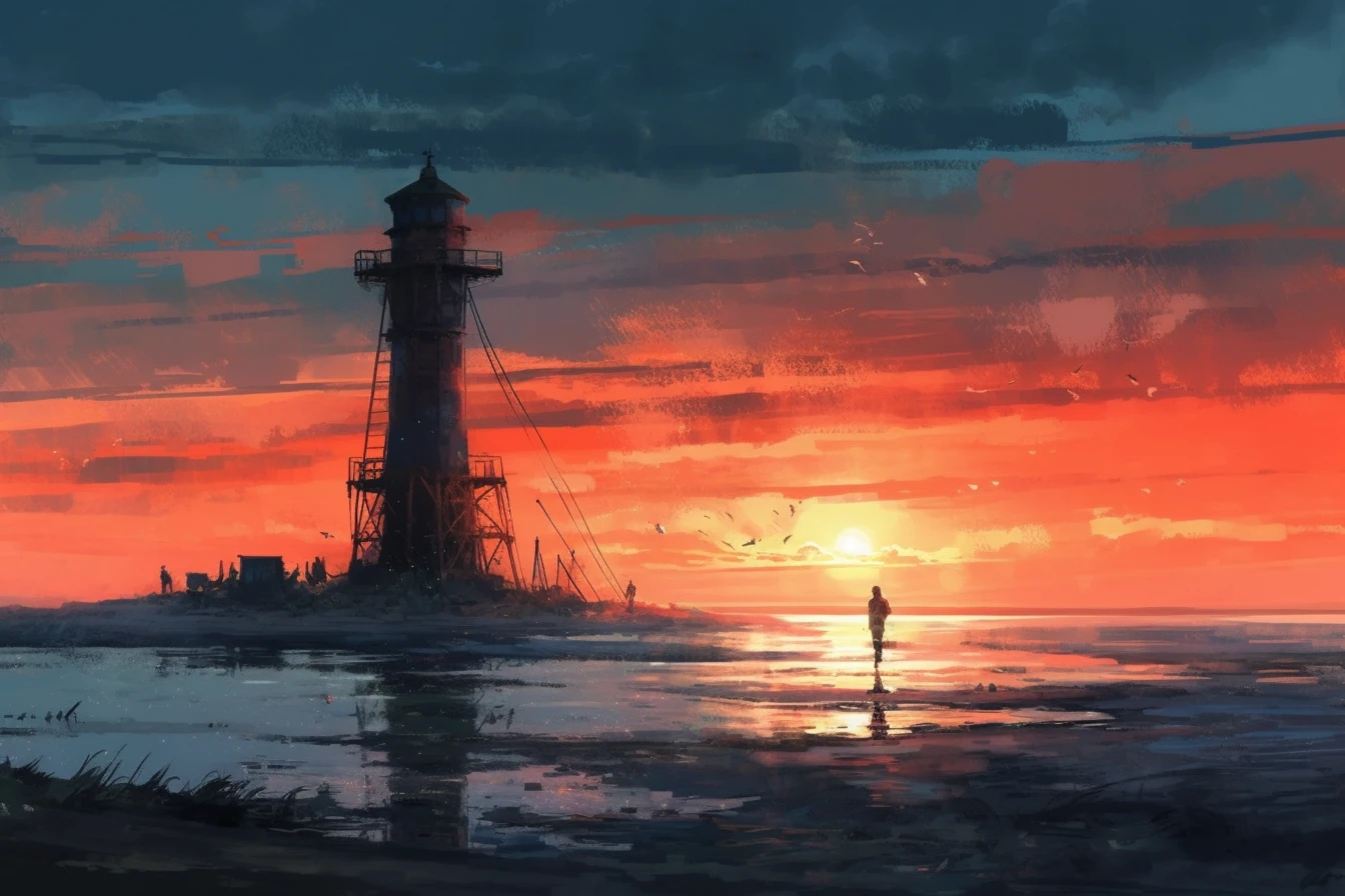 viglomir_beach_with_sea_and_a_lonely_tower_in_the_middle_of_the_74f0b32c-5e1e-44f9-a8f2-b0bfe6e38b57.webp