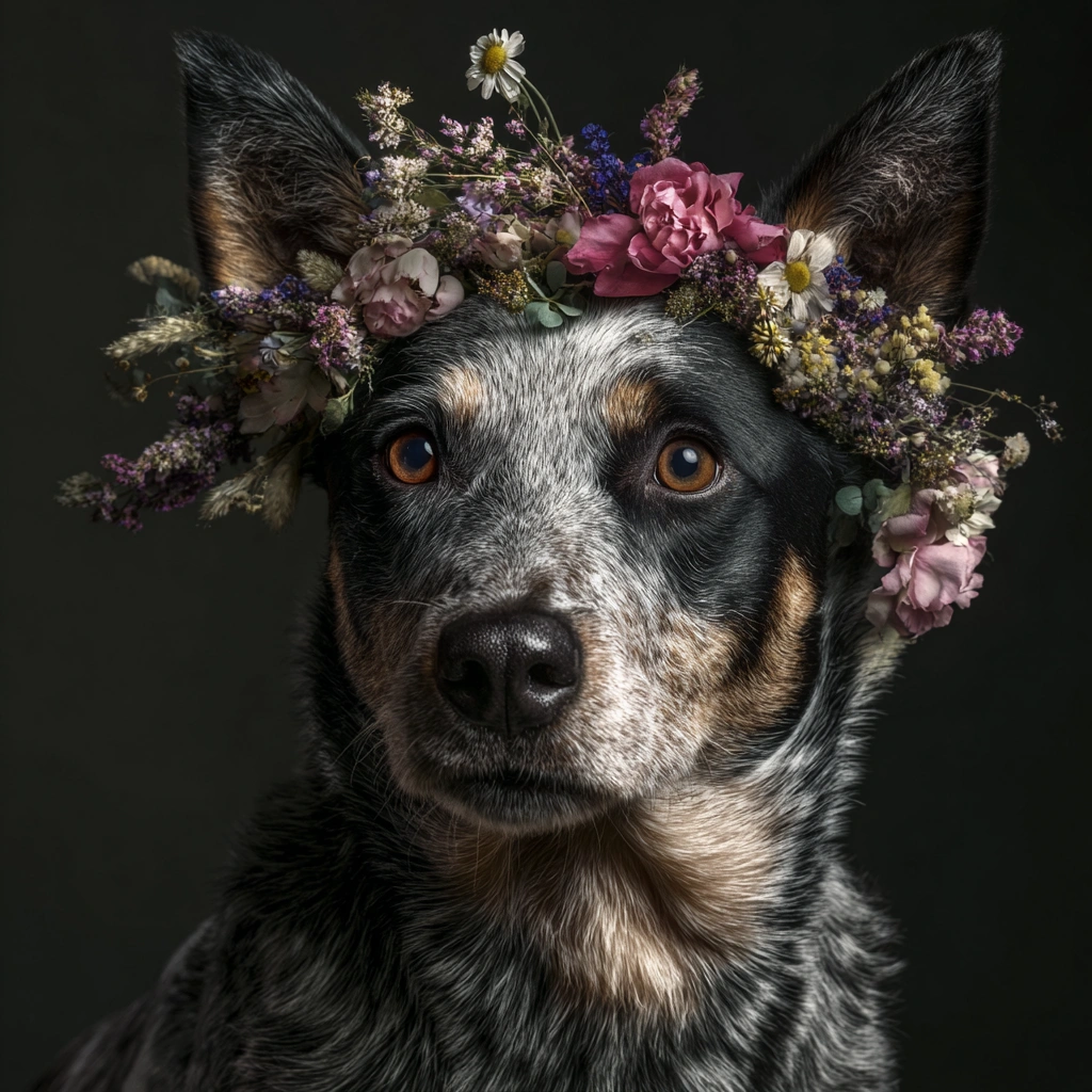 GoOSe_portrait_of_an_australian_cattle_dog_with_a_floral_head_bb1bafa2-a6f7-4222-b0c9-cb35d93f0f59_1.webp