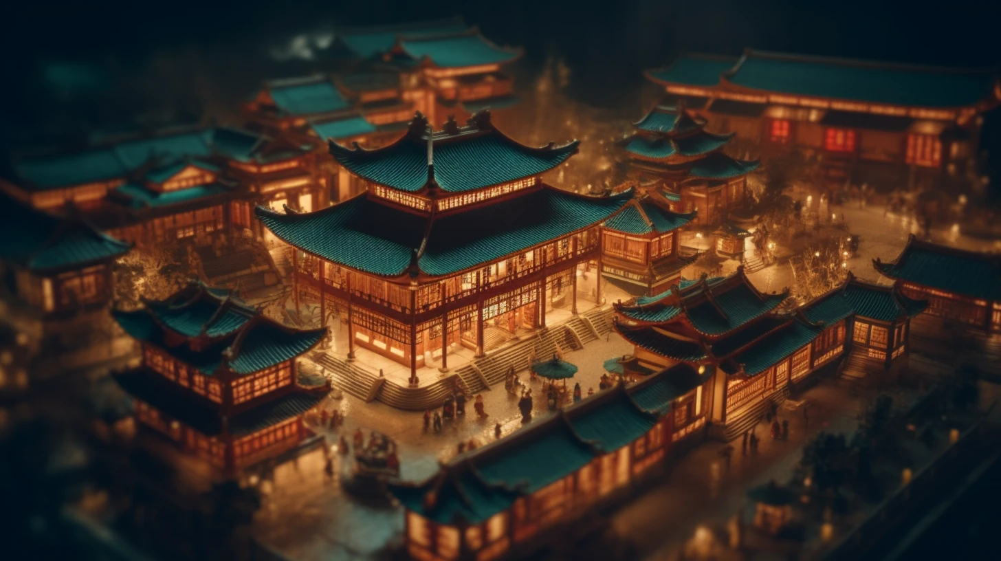 Vonzy_Tilt_shift_Chinese_architecture_on_Mars_rainy_night_real__426e6212-87e5-4e5c-8220-f270874e0e3d.webp