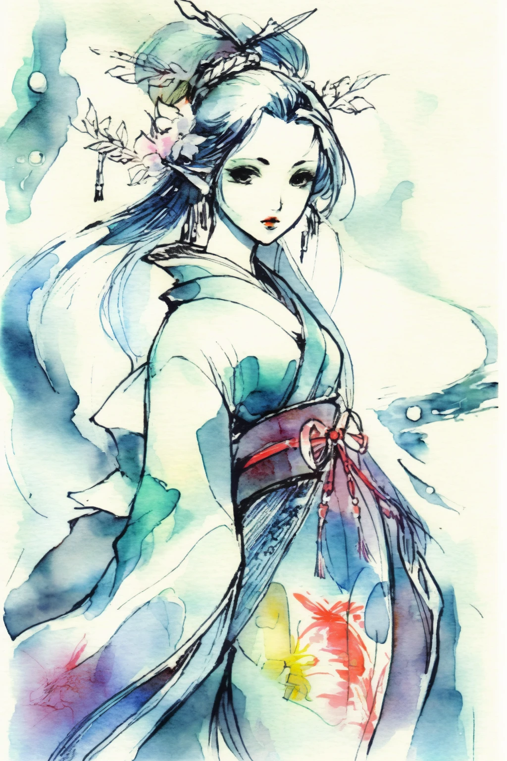 Chewy_anime_girl_Yoshitaka_Amano_artstyle_sumi-e_and_ukiyo-e_st_5aeff5a5-b4cf-464e-9bb2-7c780c8e3794.webp