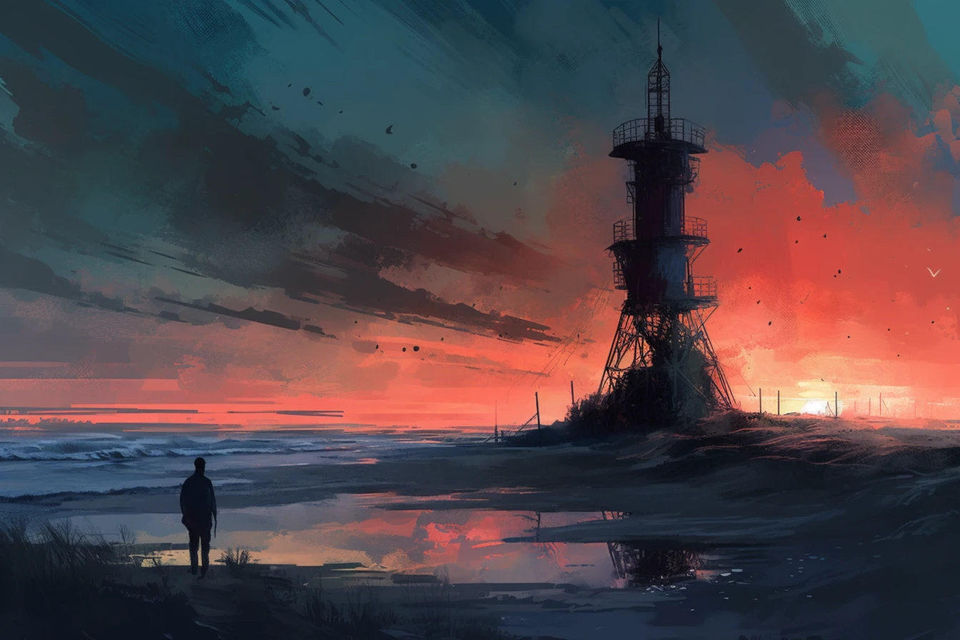 viglomir_beach_with_sea_and_a_lonely_tower_in_the_middle_of_the_3a0721dd-4405-4a9c-9be5-d702ff18cda6.webp