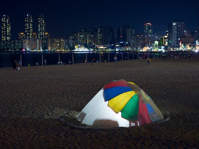 밤에서의 광안리의 흔적